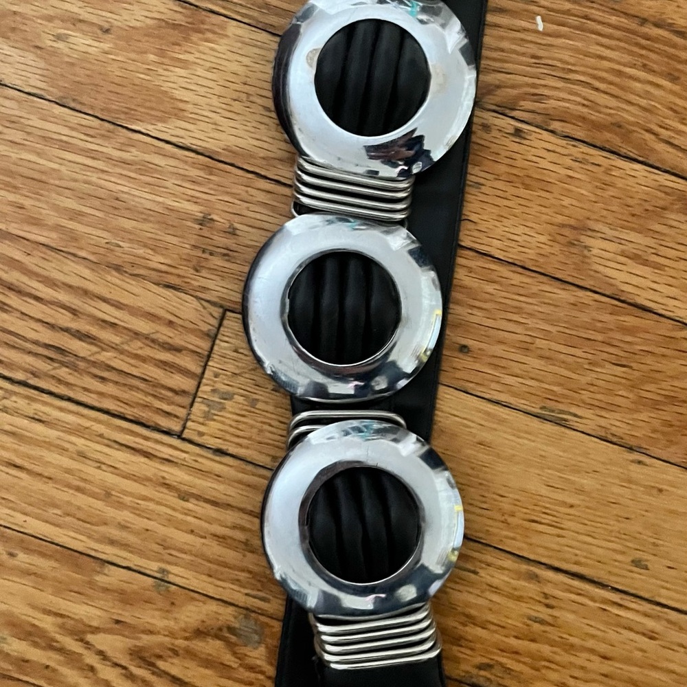 Unique black moto Belt with Silver Accents